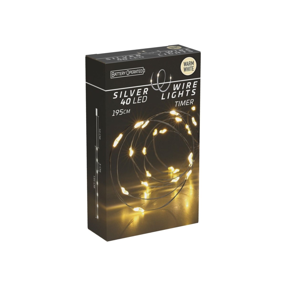 Lyslenke med 40 varmhvite LED lys
