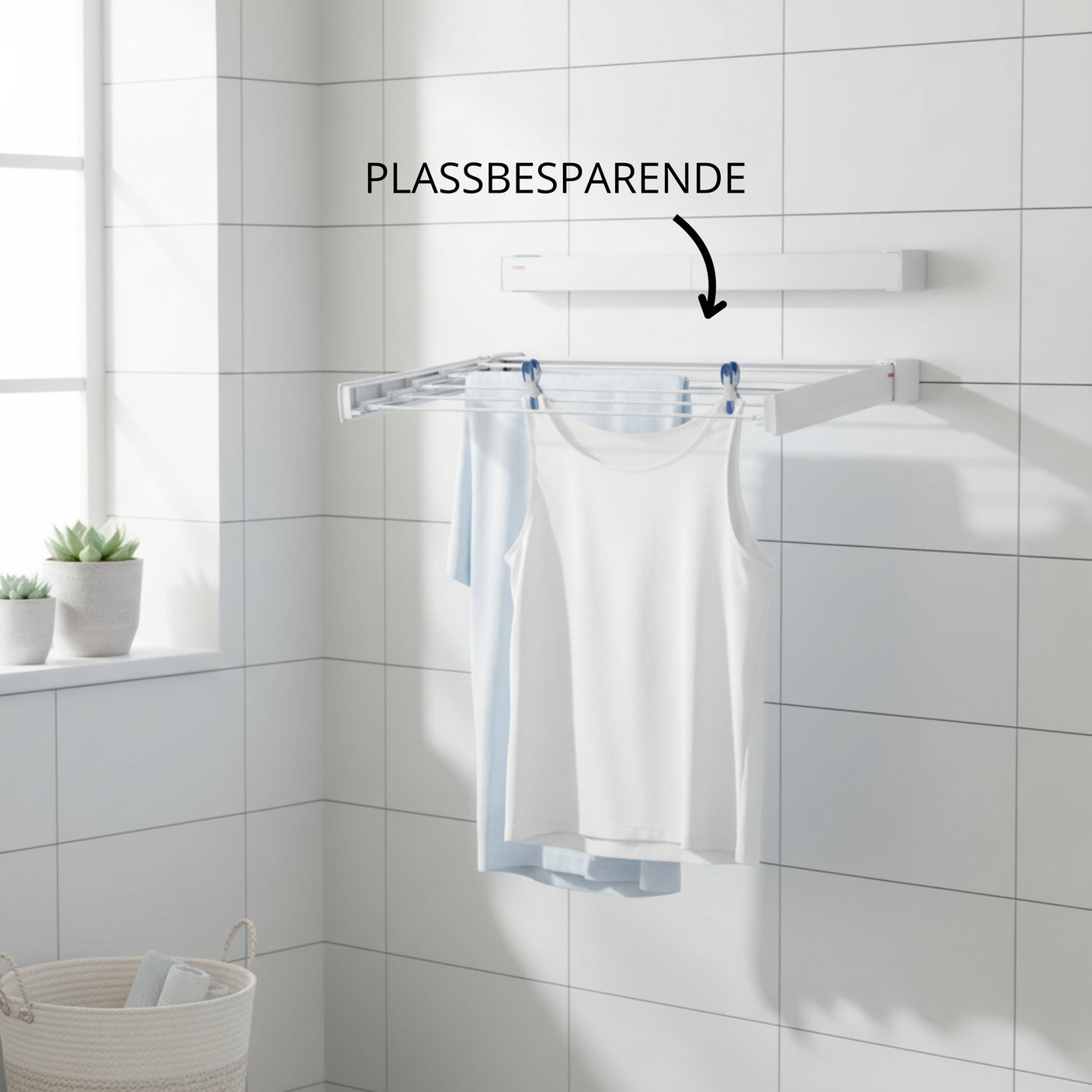 Veggmontert tørkestativ Hvit 72 cm