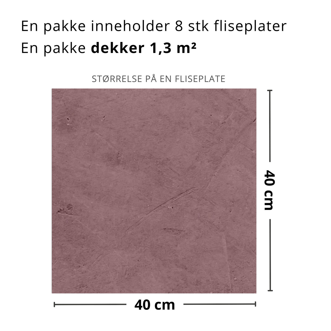 8-pk Skifer Rosa selvklebende fliser