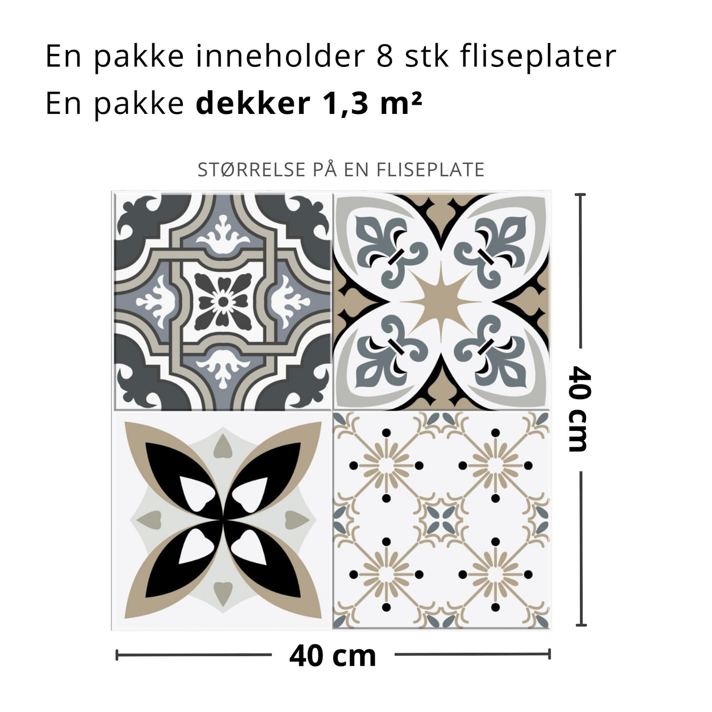 8-pk Margaux selvklebende fliser