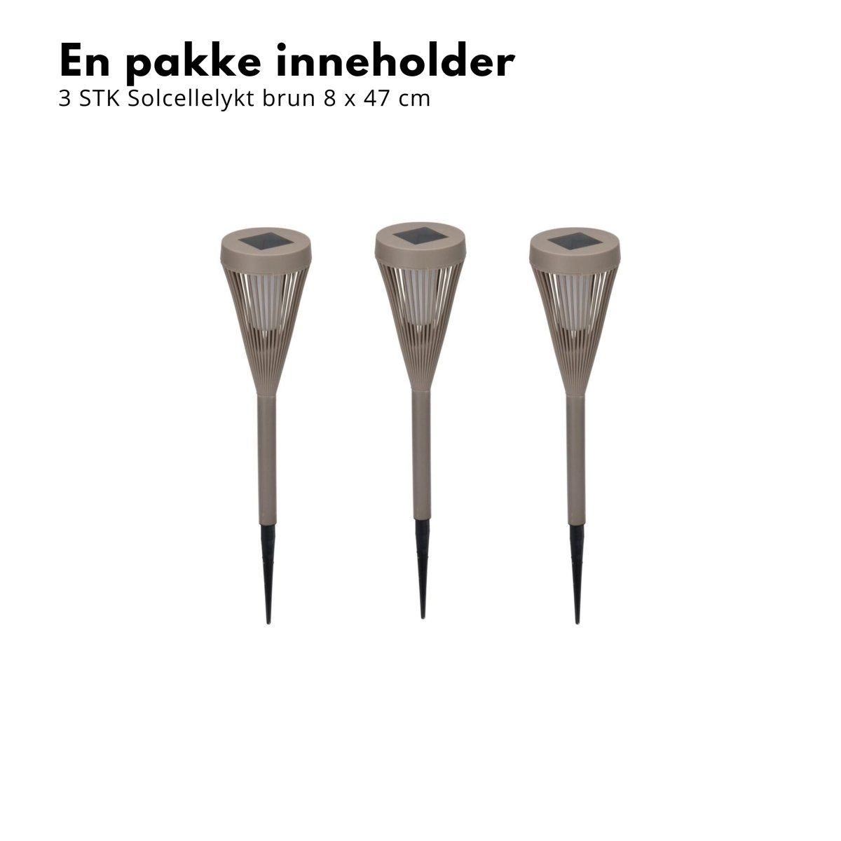 3-pk Solcellelykt brun 8 x 47 cm - Lindas Dekor Lykt