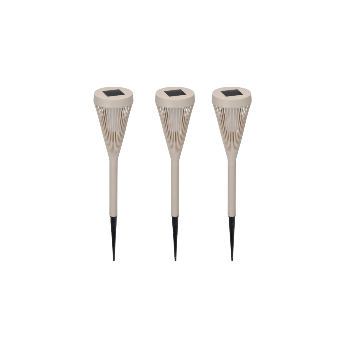 3 pk beige solcellelykt til hage og uteplass