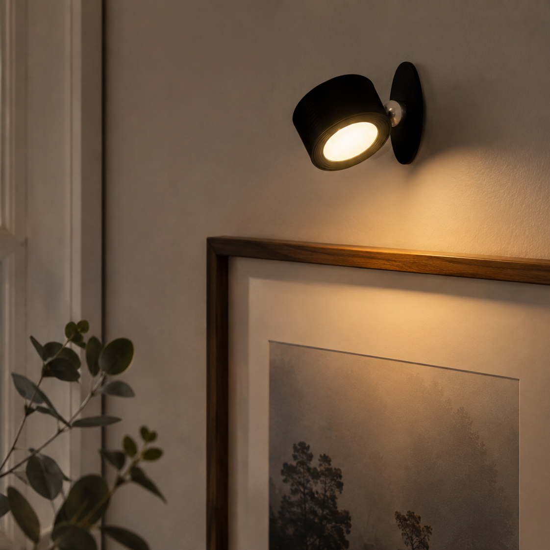 Oppladbar LED-vegglampe sort med touch-dimming 9,2 cm