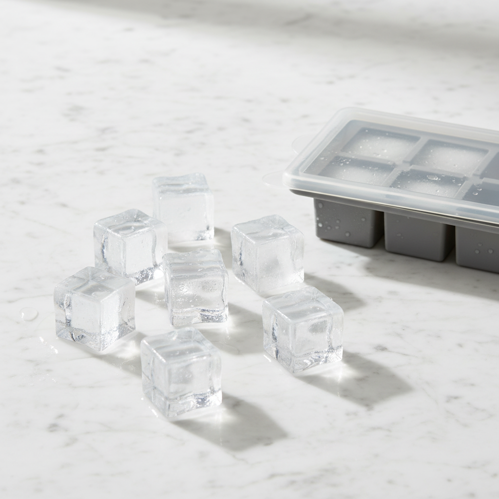 fleksibel isbitform med plastlokk til fryser