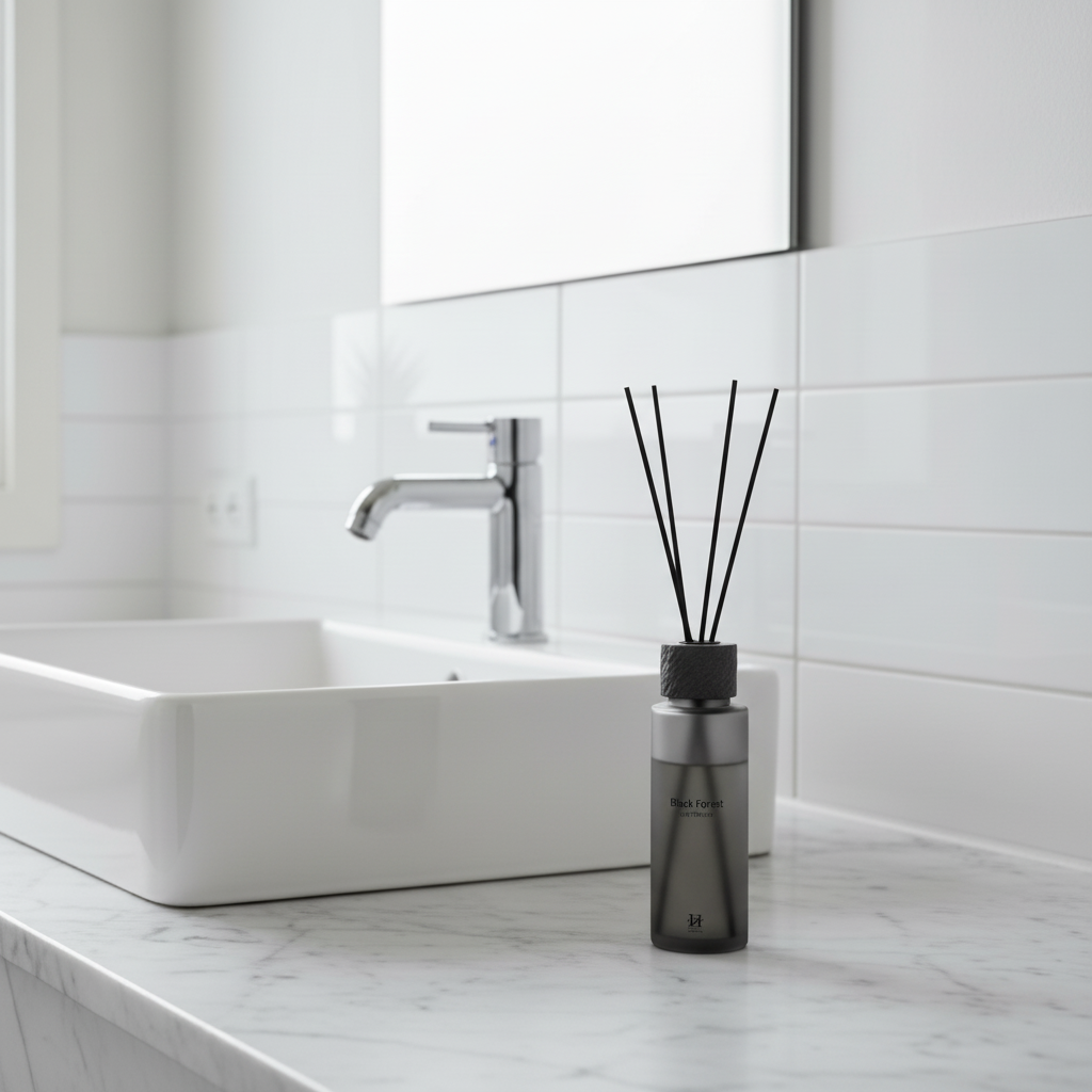 Elegant duftspreder 430 ml med mørk flaske og naturlig duft