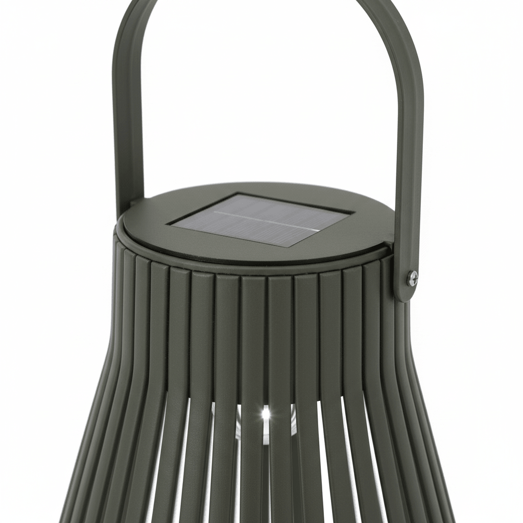 Dekorativ solcellelykt grønn 15 x 18 cm til terrasse