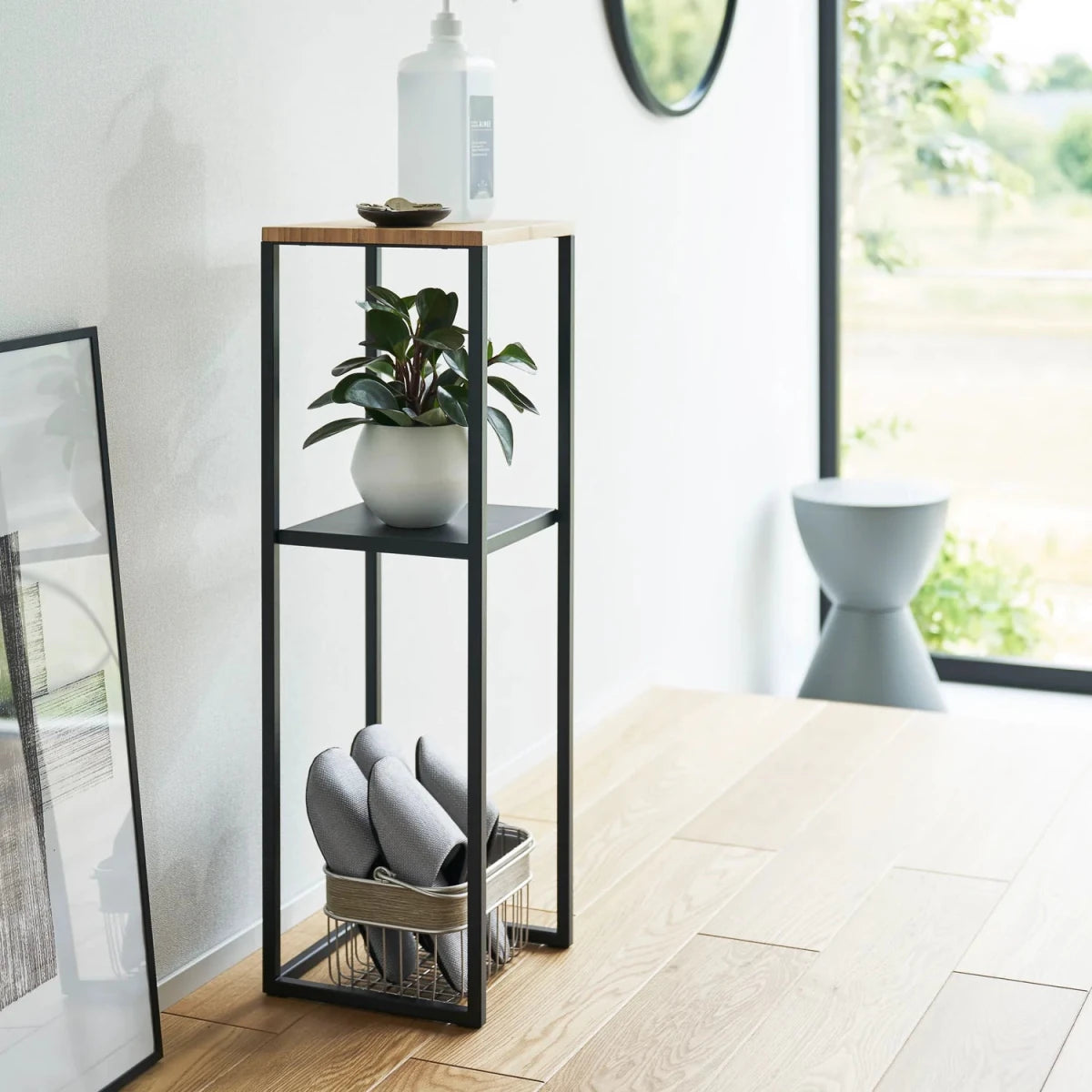 Sidebord med hylle sort 80 x 25 cm - Lindas Dekor
