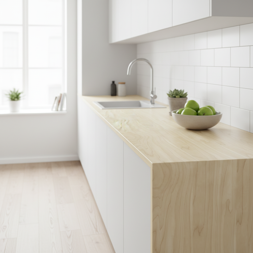 Maple folie på benkeplate