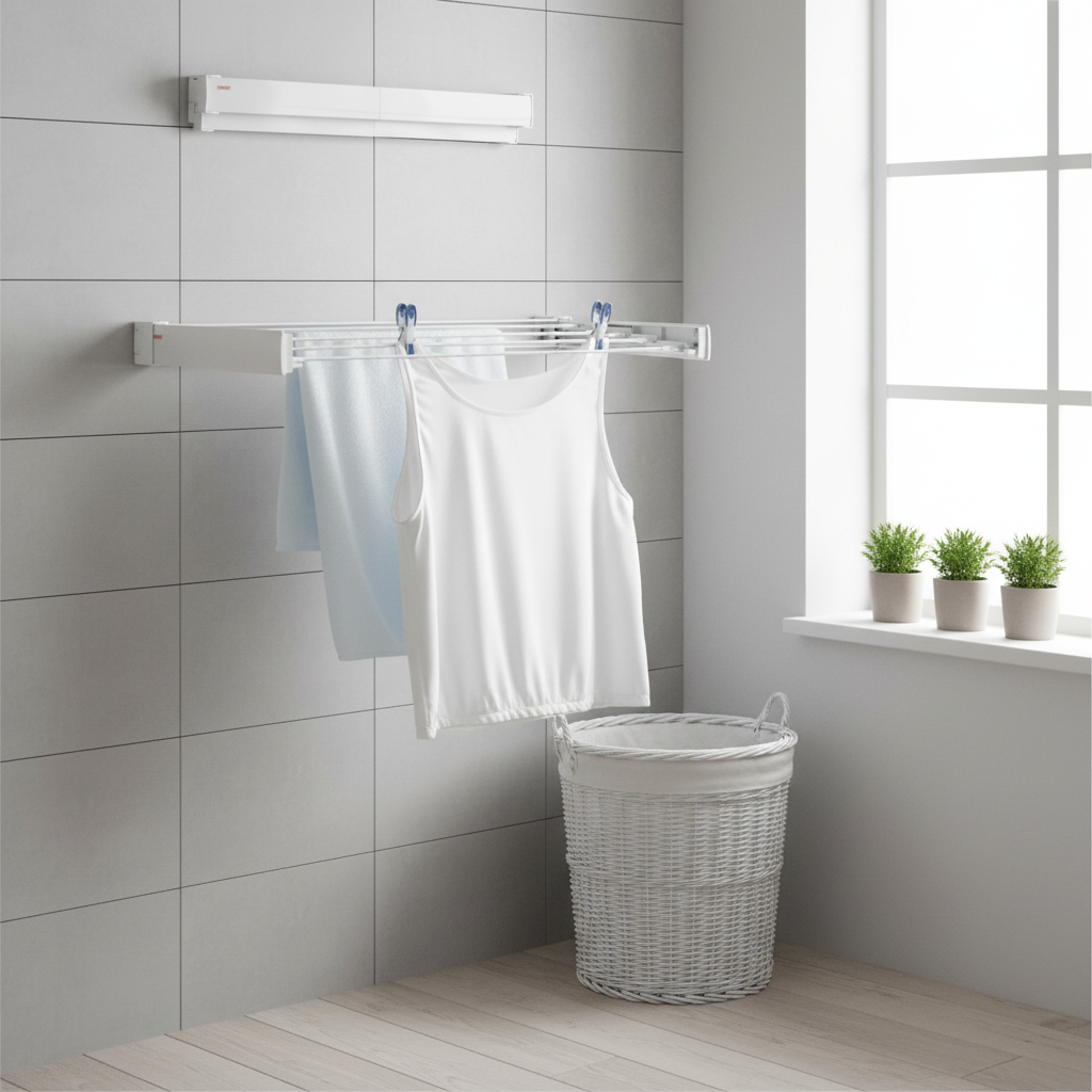 Veggmontert tørkestativ Hvit 72 cm