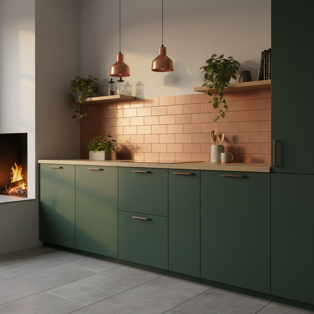 Nordisk kjøkken med mørke skap