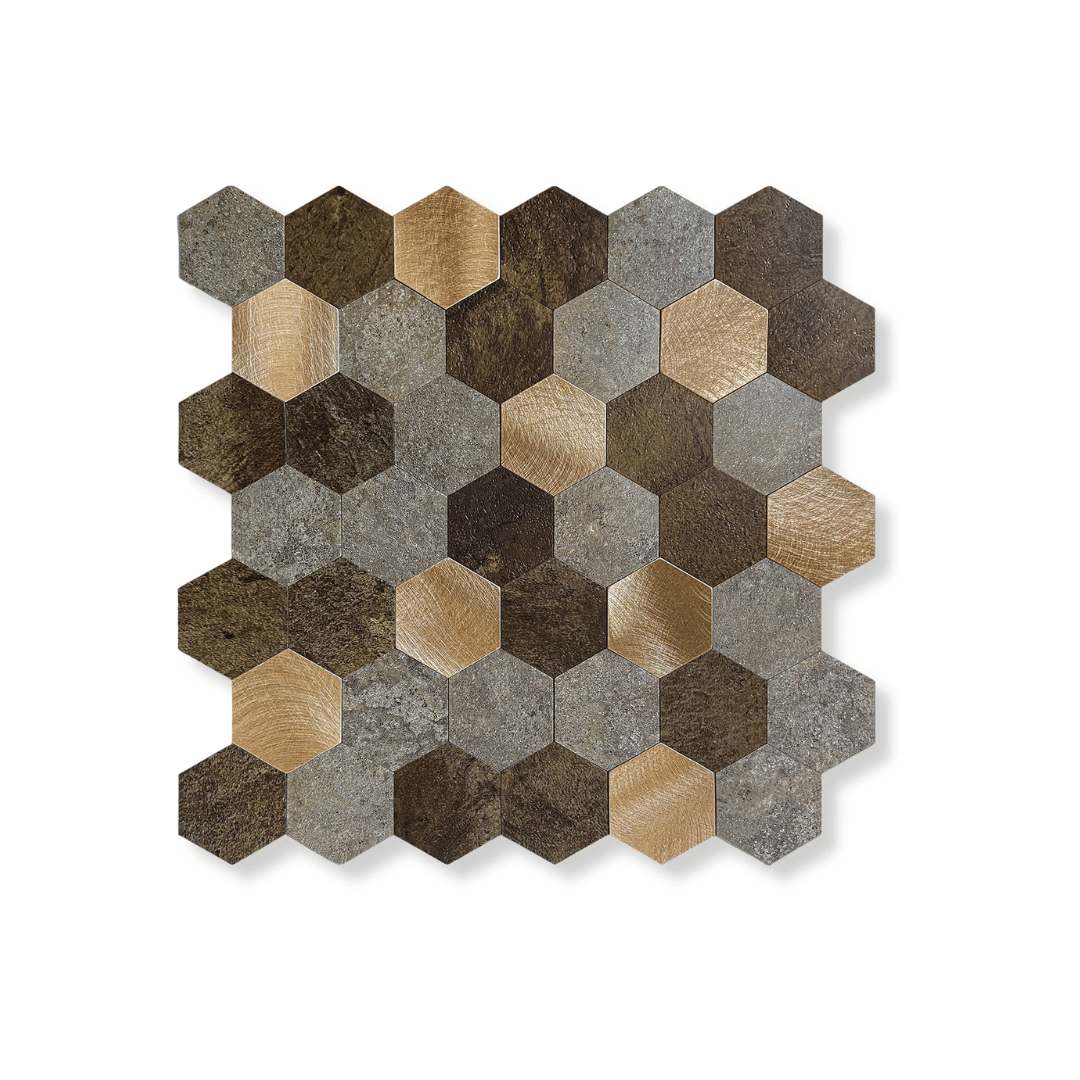 Vareprøve: Mocca hexagon selvklebende veggfliser - Lindas Dekor