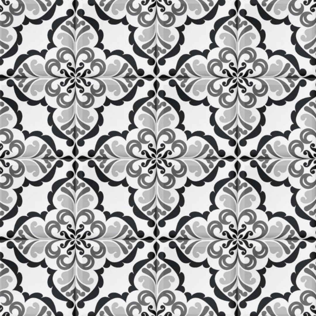 Lisbonne selvklebende fliser imiterer et vintage design. Den gir et klassisk og sofistikert uttrykk som passer godt til fornyelse av kjøkkenet.