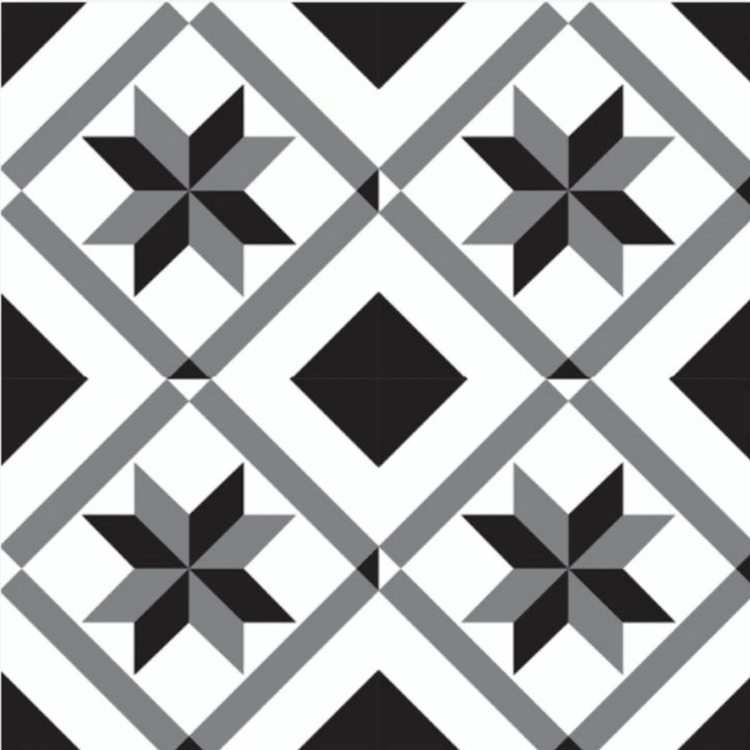 Oslo selvklebende fliser imiterer et klassisk design som gir et tidløst og elegant uttrykk. Passer godt til fornyelse av gang eller toalett.
