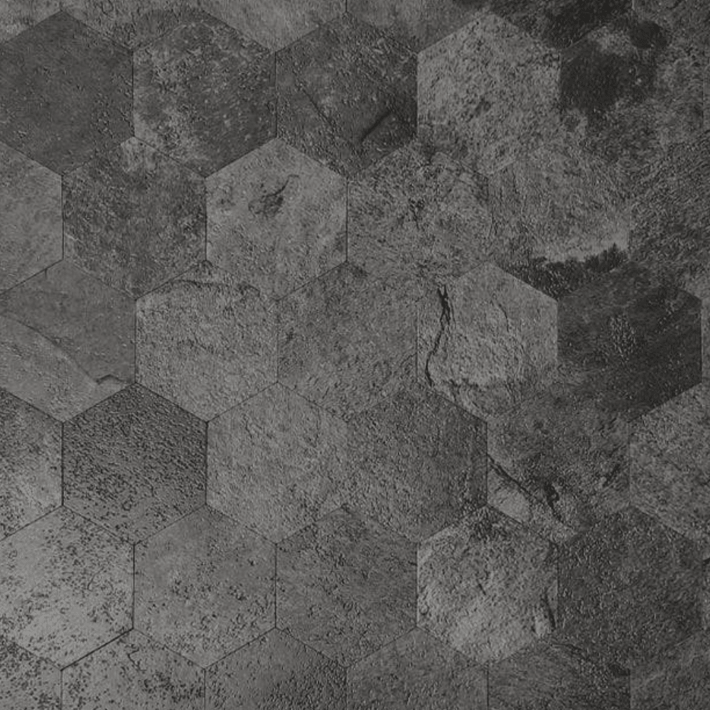 Hexagon mørkegrå betong selvklebende veggfliser imiterer fliser i mørke toner i et hexagonalt elegant mønster. Fin til kjøkken og baderom.