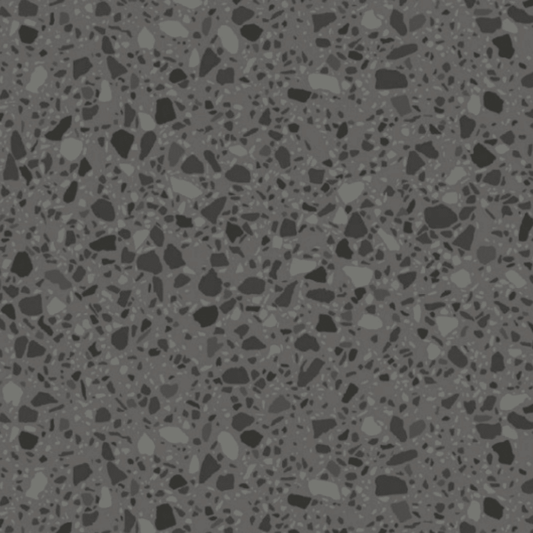 Venezia terrazzo selvklebende fliser imiterer fliser i Terrazzo i mørke toner. Denne gir et moderne og tidløst uttrykk som passer i de fleste rom.