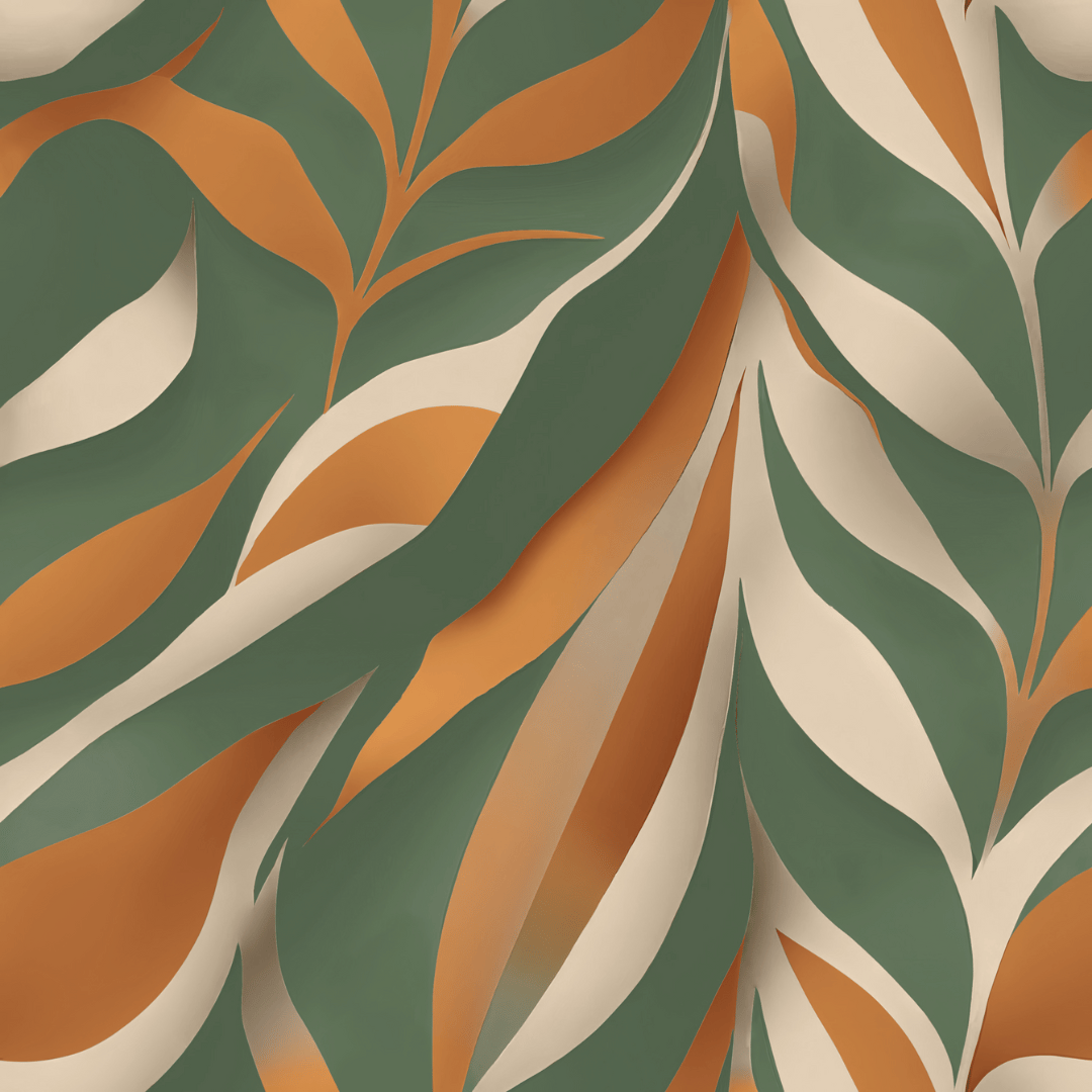 Boho leaves kontaktplast imiterer nydelige blader i et stilfullt behagelig design i grønt beige og lys oransje. Passer til kjøkken og baderom.