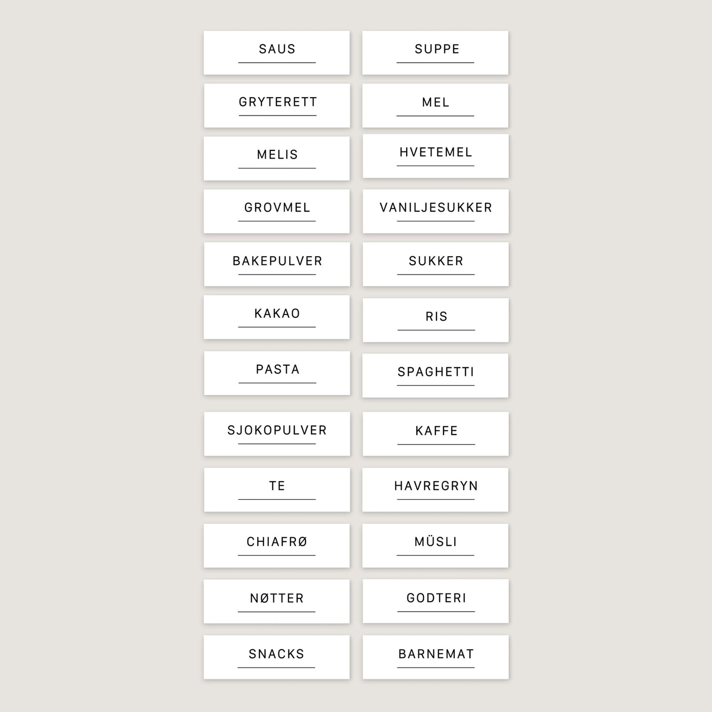 24-pk Etiketter tørrvarer