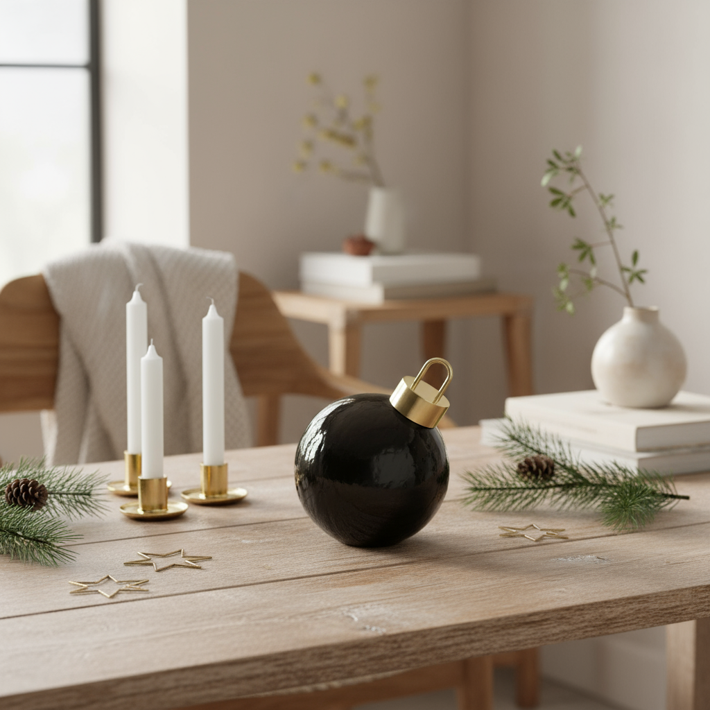 LED-glasskule til bord, glass sort