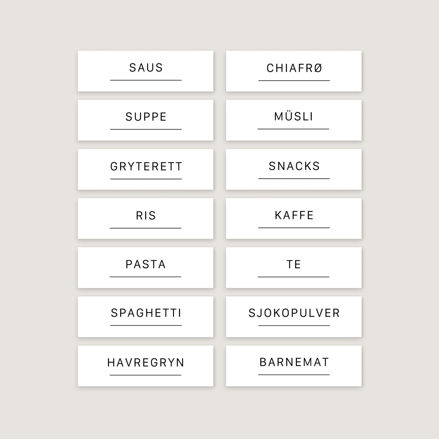 14-pk Etiketter tørrvarer