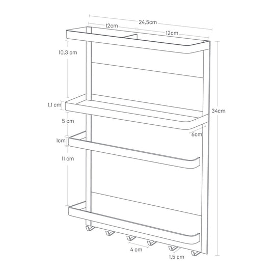 Magnetisk hylle til kjøleskap hvit 34 x 24,5 cm - Lindas Dekor