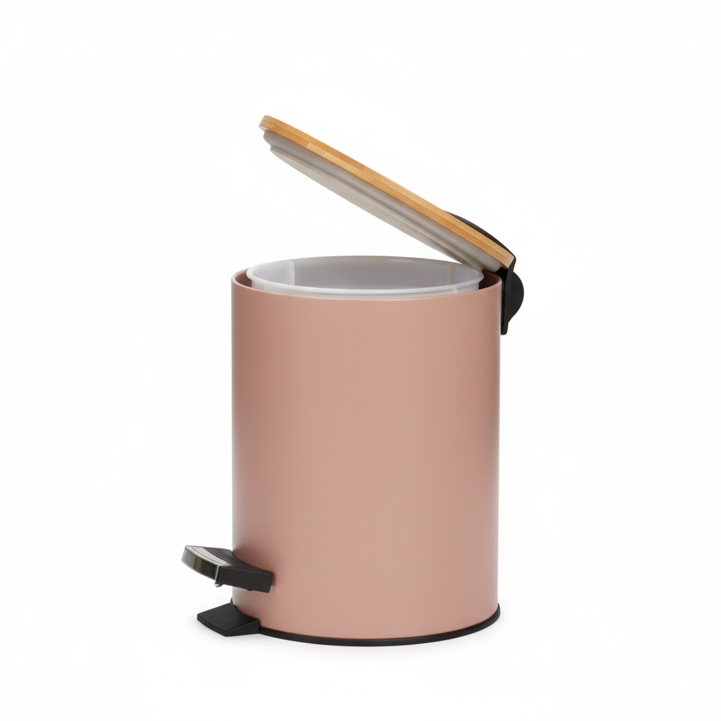 Kompakt beige søppelbøtte 17 x 24 cm til bad og kjøkken