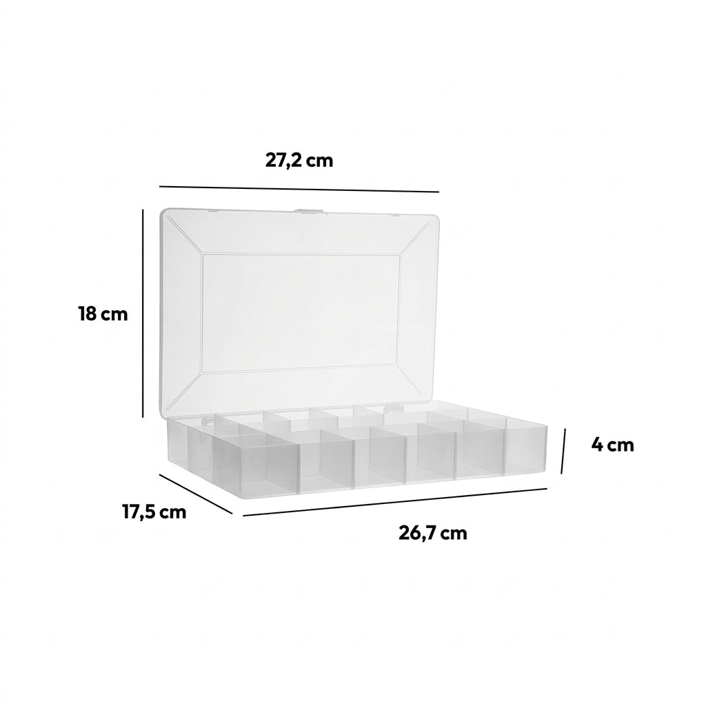 Sorteringsboks med mål, 27,6 cm lang