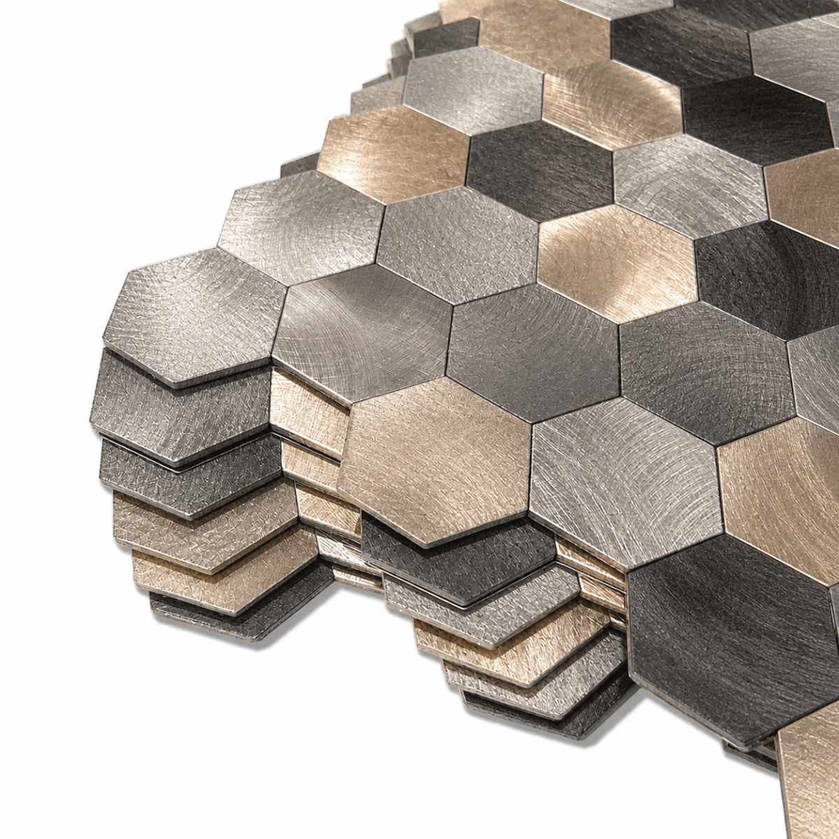 10 - pk Latte hexagon selvklebende veggfliser - Lindas Dekor Fliser