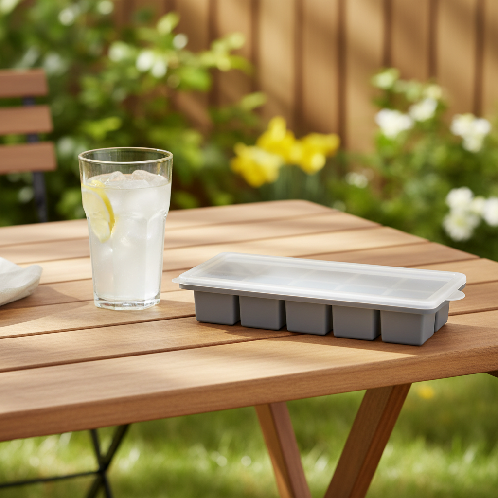 grå isbitform med store rom til drikke