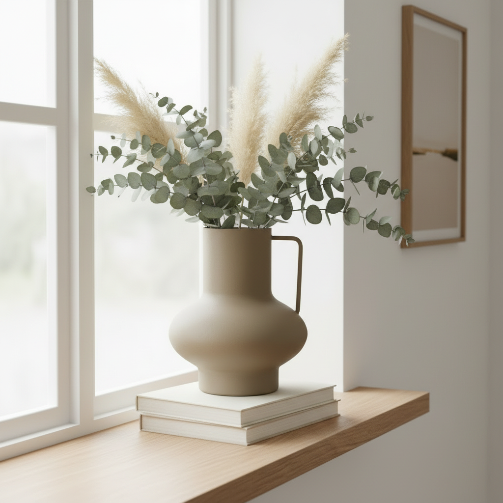 Vase matt sand med sinkhåndtak 14x15 cm produktbilde