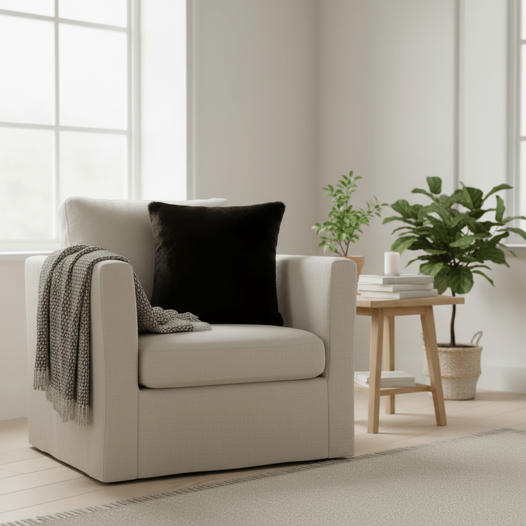 Putetrekk pels sort 50 x 50 cm - Lindas Dekor