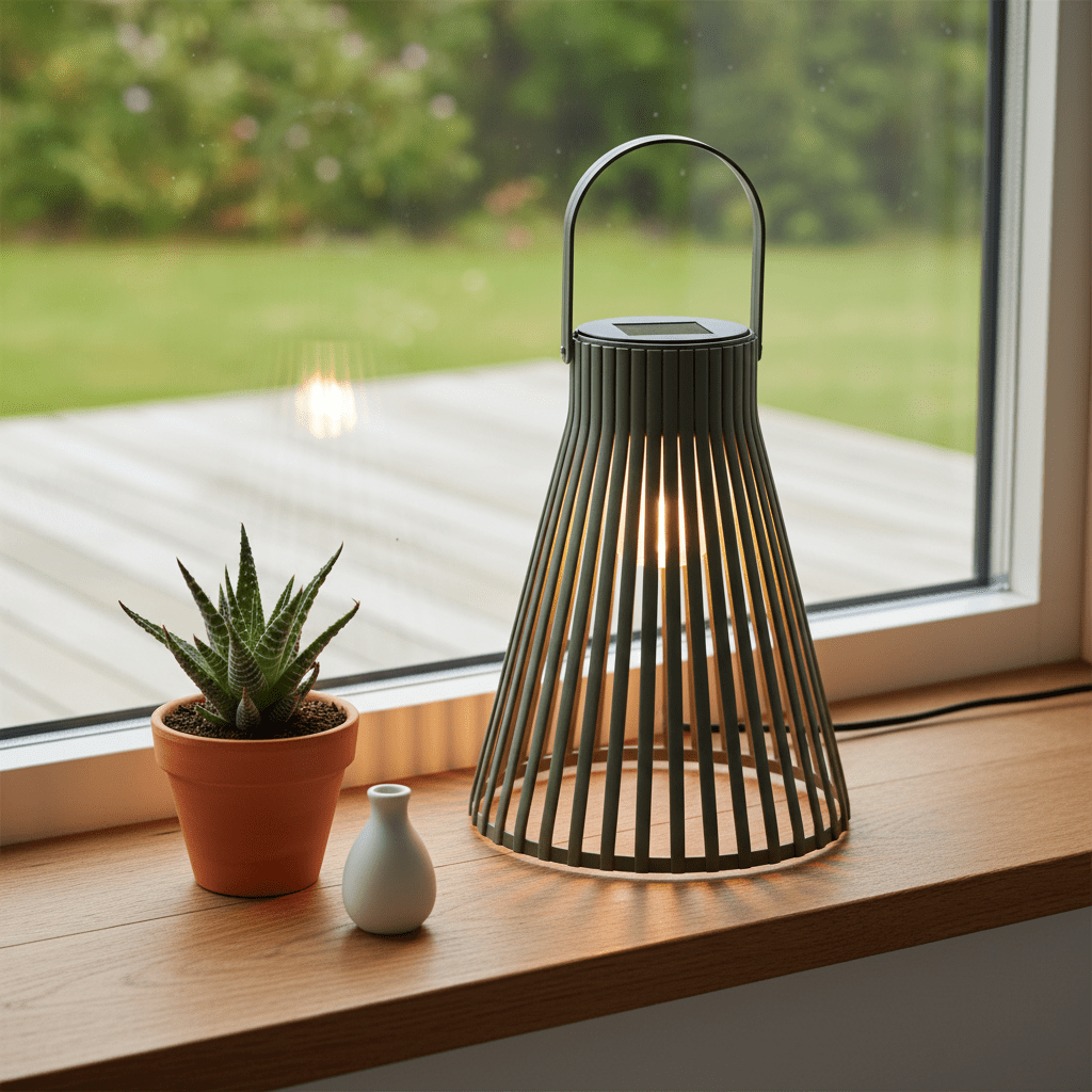 Dekorativ grønn metalllykt til trapp, planteområde og borddekor