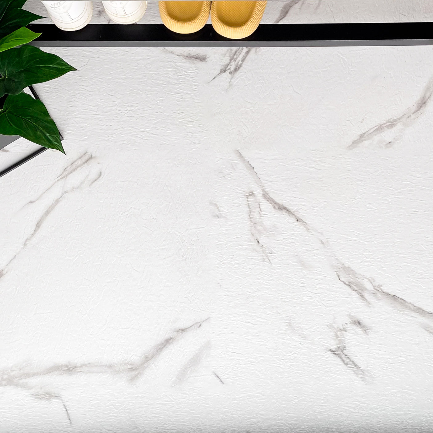 10-pk Marmorvita självhäftande golvplattor