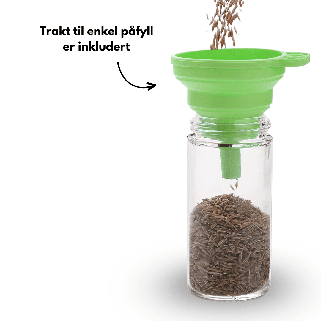 Runde glass til krydder med tett lokk for friskhet"