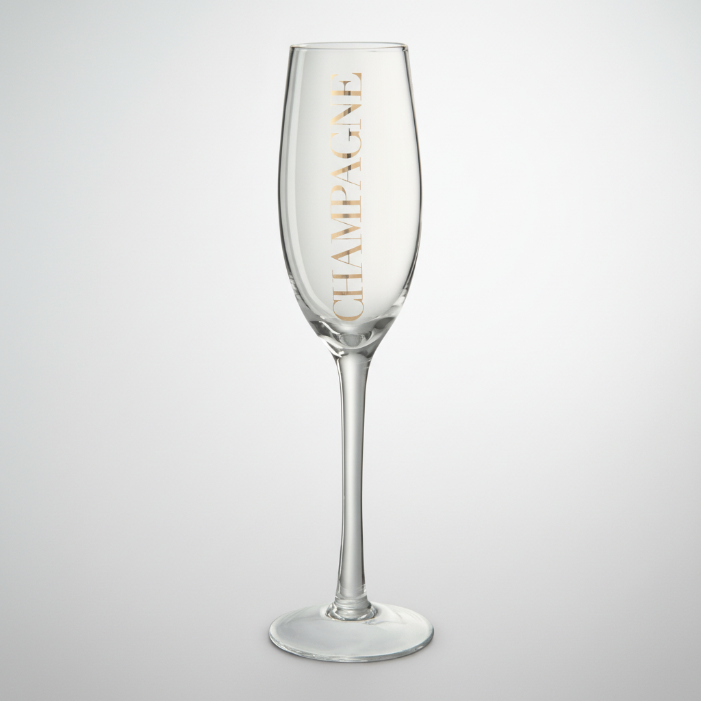 Champagneglas, transparent/guld