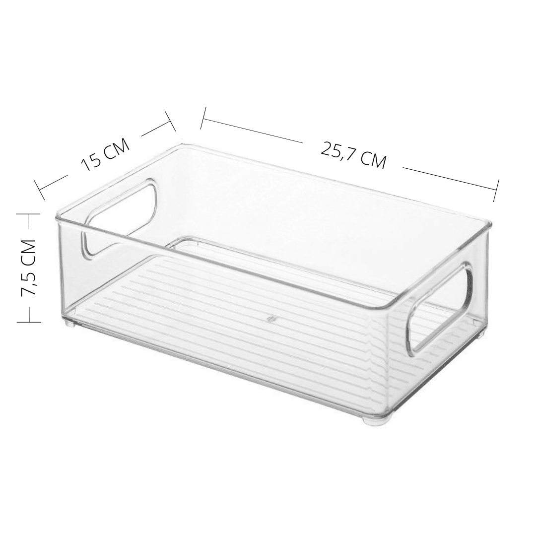 Oppbevaringsboks plast 27,7 cm – transparent organizer med håndtak