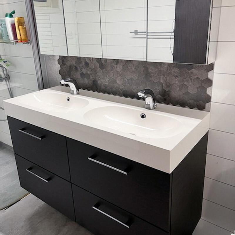 Hexagon mörkgrå betong självhäftande väggplattor