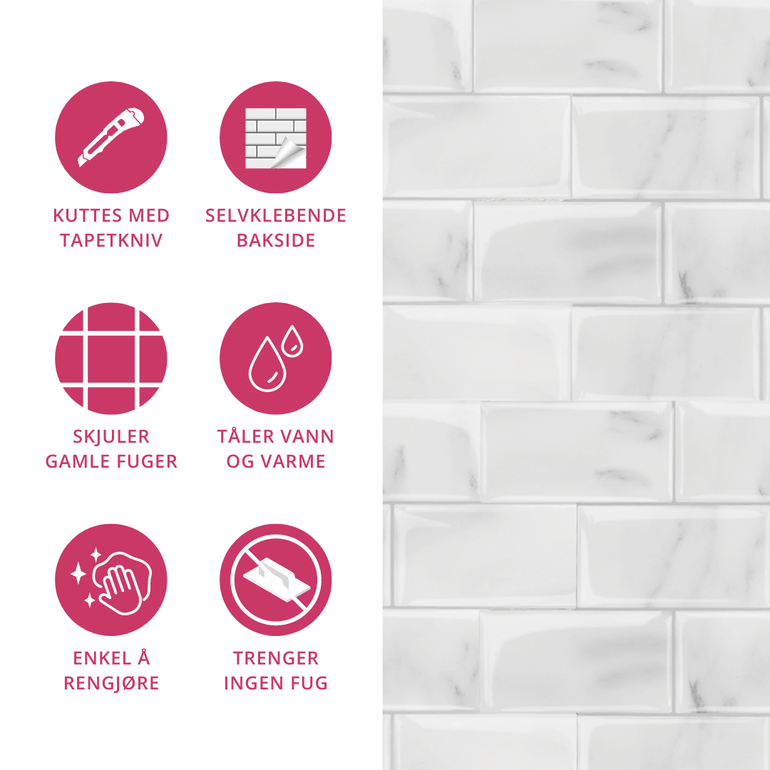 Subway marmor självhäftande väggplattor