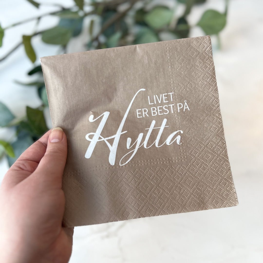 20 - pk Servietter til hytta, beige - Lindas Dekor