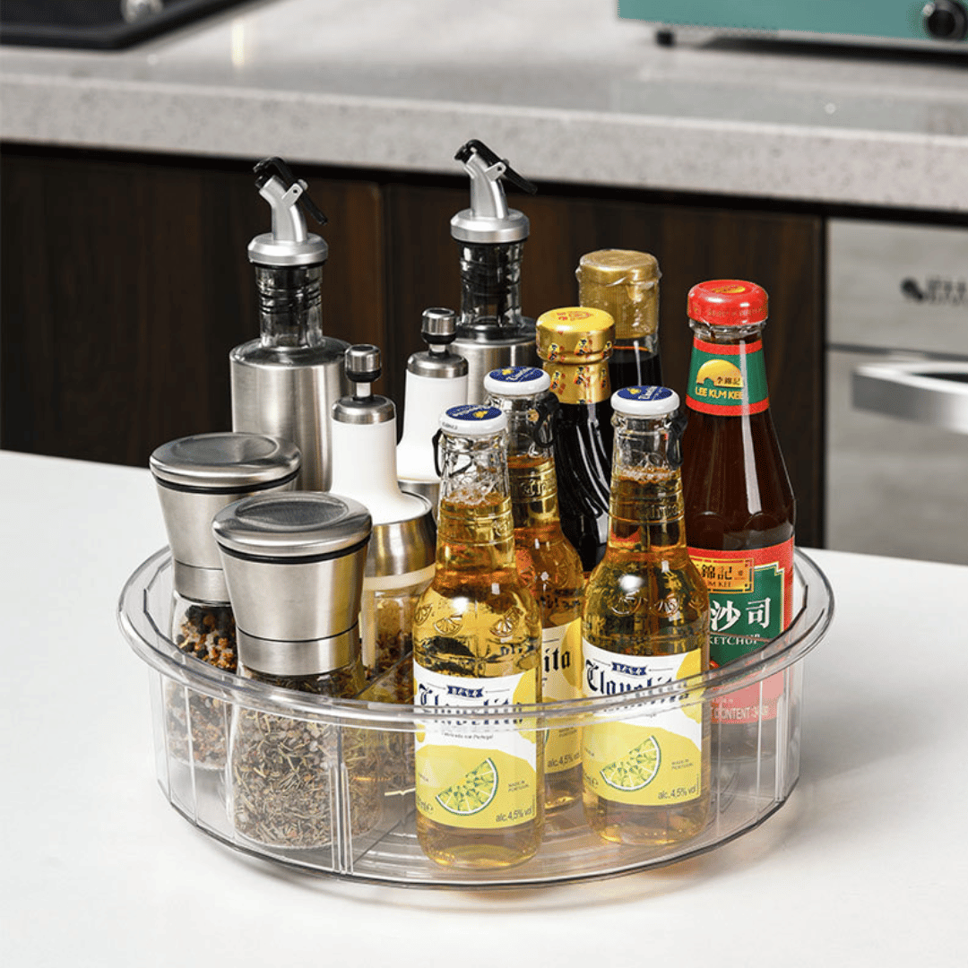 Snurrebrett med høy kant, transparent