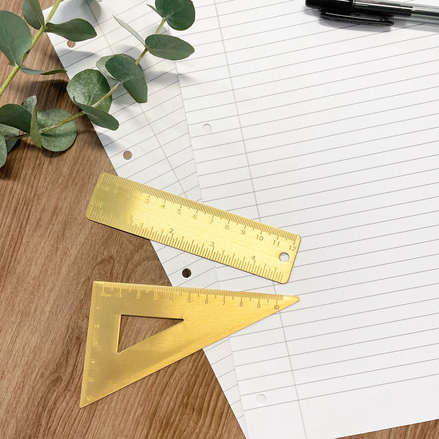 Linjal, børstet messing