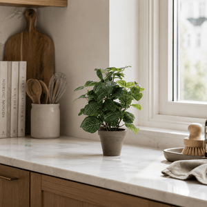 Pilea kunstig plante grønn med potte 35 x 25 cm - Lindas Dekor Kunstige planter