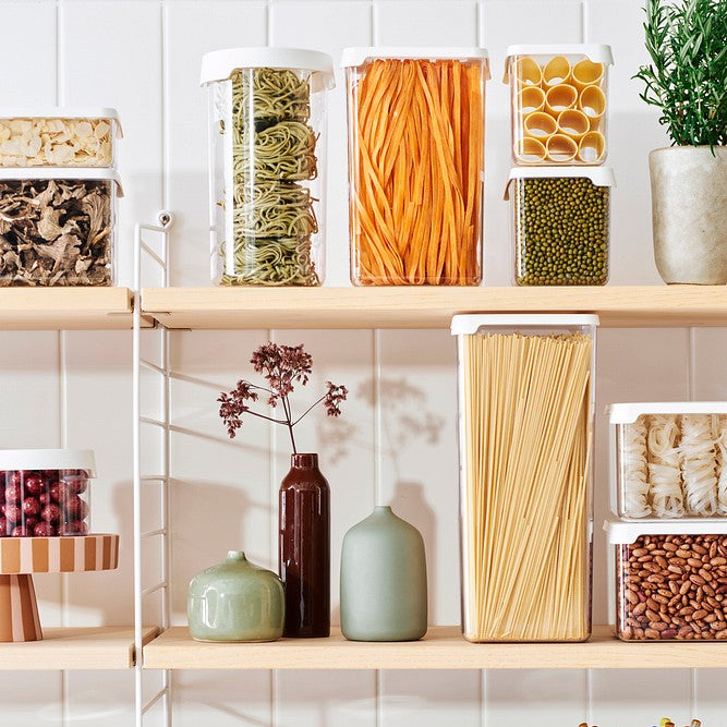 SmartStore Vision oppbevaringsbokser fylt med pasta og tørrvarer