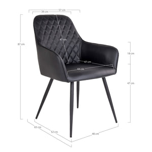 2-pk Harbo spisestol sort PU-skinn