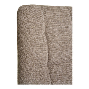 Grå Middelfart spisestol med polstret rygg og sete, sett forfra.