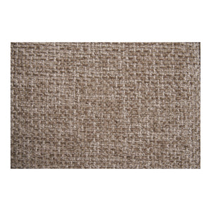 Detaljbilde av bouclé-stoff i brun farge brukt på Melilla spisestol