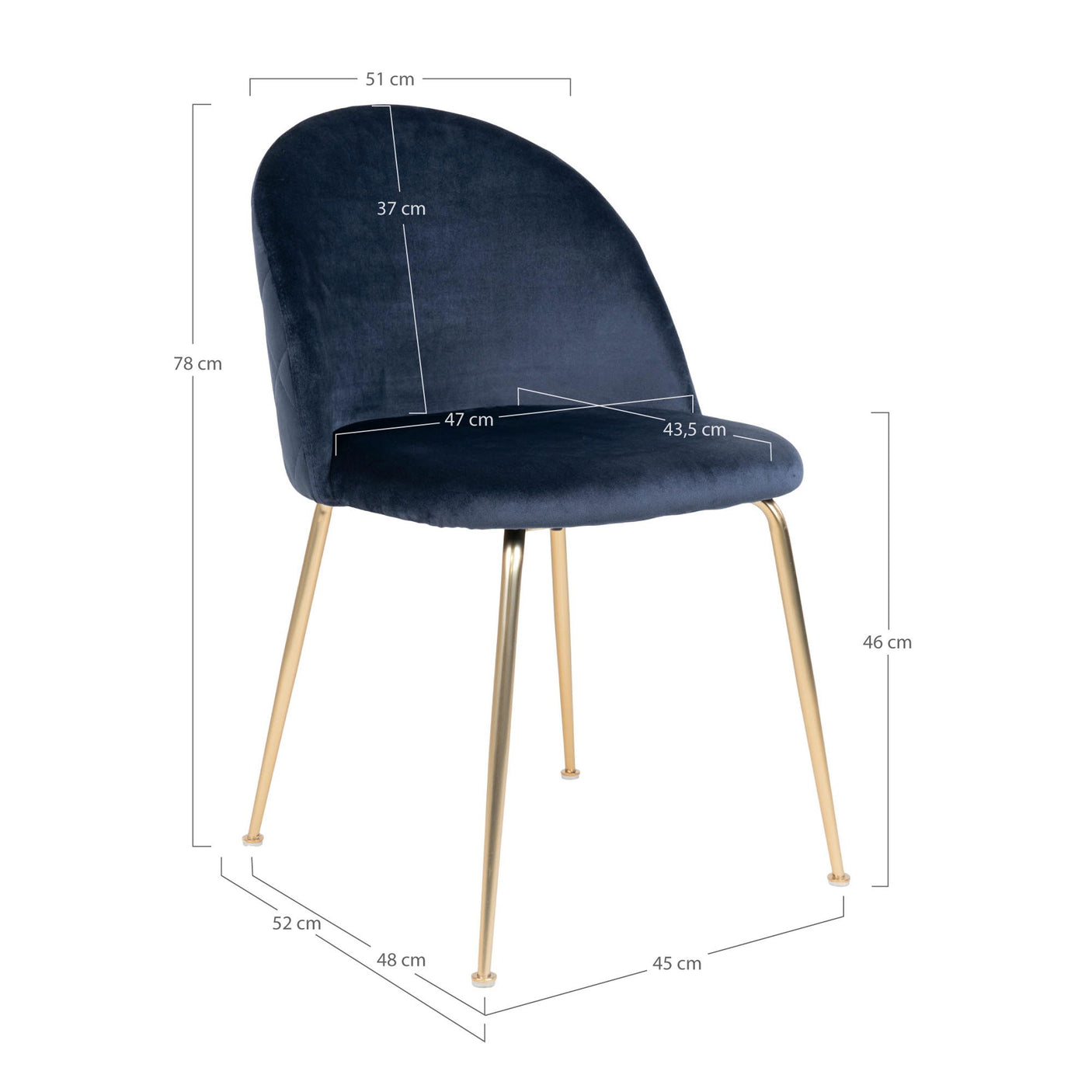 2-pk House Nordic Geneve velvet blå spisestol
