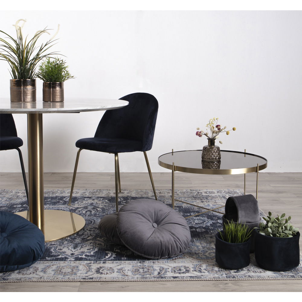 2-pk House Nordic Geneve velvet blå spisestol