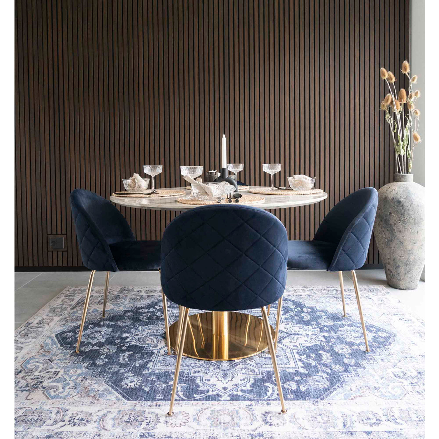 2-pk House Nordic Geneve velvet blå spisestol