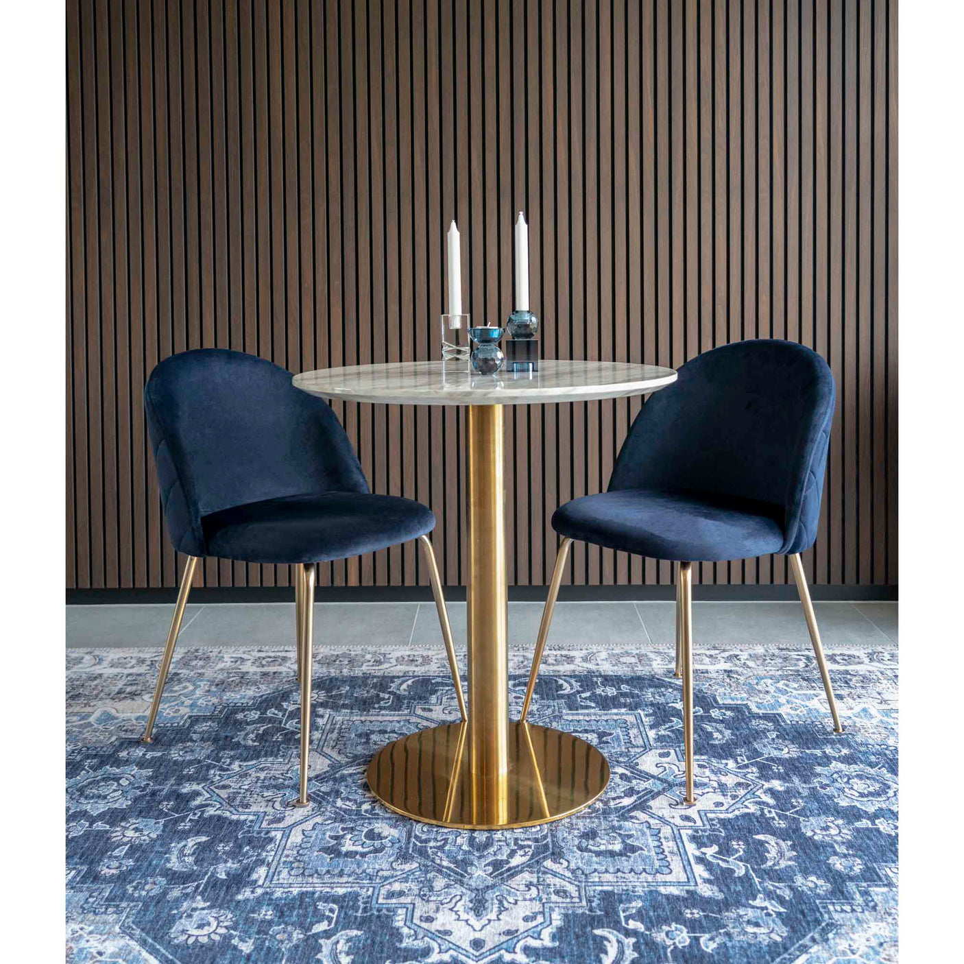 2-pk House Nordic Geneve velvet blå spisestol