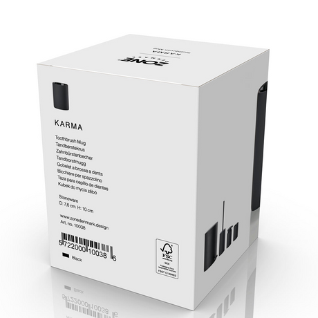 Original emballasje til Karma tannbørsteholder sort fra Zone Denmark